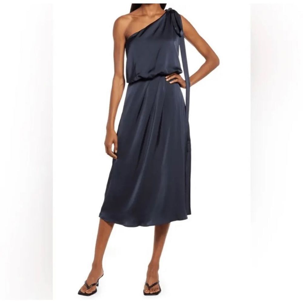 AMYLYNN One Shoulder Navy Blue Dress Women Size S NWOT